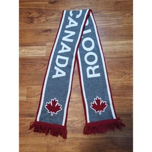 Roots Gray and Red Canada Maple Leaf Scarf